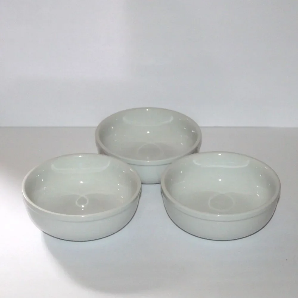 Crate & Barrel Culinary Arts soup cereal bowl lot of 3 white porcelain